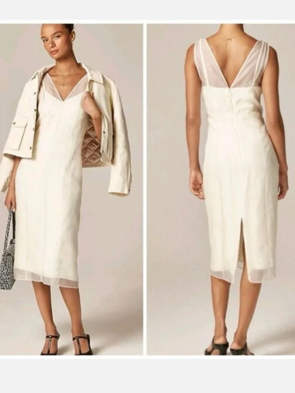 J. Crew Collection Layered Organza Shift Dress - Ivory